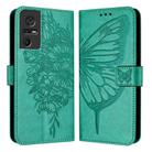 For TCL 40 SE Embossed Butterfly Leather Phone Case(Green) - 1