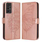 For TCL 40 SE Embossed Butterfly Leather Phone Case(Rose Gold) - 1