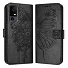 For TCL 40 R 5G Embossed Butterfly Leather Phone Case(Black) - 1