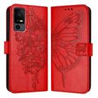 For TCL 40 R 5G Embossed Butterfly Leather Phone Case(Red) - 1