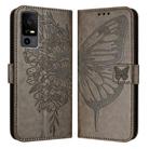 For TCL 40 R 5G Embossed Butterfly Leather Phone Case(Grey) - 1