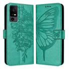 For TCL 40 R 5G Embossed Butterfly Leather Phone Case(Green) - 1