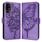 For TCL 40 R 5G Embossed Butterfly Leather Phone Case(Light Purple) - 1