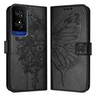 For TCL 50 5G Embossed Butterfly Leather Phone Case(Black) - 1