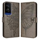 For TCL 50 5G Embossed Butterfly Leather Phone Case(Grey) - 1