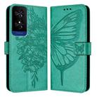 For TCL 50 5G Embossed Butterfly Leather Phone Case(Green) - 1