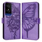 For TCL 50 5G Embossed Butterfly Leather Phone Case(Light Purple) - 1