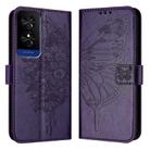 For TCL 50 5G Embossed Butterfly Leather Phone Case(Dark Purple) - 1