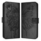 For TCL 201 Embossed Butterfly Leather Phone Case(Black) - 1