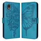 For TCL 201 Embossed Butterfly Leather Phone Case(Blue) - 1