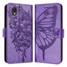 For TCL 201 Embossed Butterfly Leather Phone Case(Light Purple) - 1