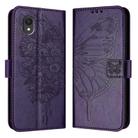 For TCL 201 Embossed Butterfly Leather Phone Case(Dark Purple) - 1