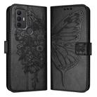 For TCL 305 / 306 / 30 SE AL02 Embossed Butterfly Leather Phone Case(Black) - 1