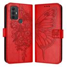 For TCL 305 / 306 / 30 SE AL02 Embossed Butterfly Leather Phone Case(Red) - 1