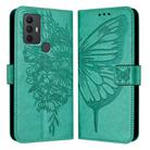 For TCL 305 / 306 / 30 SE AL02 Embossed Butterfly Leather Phone Case(Green) - 1