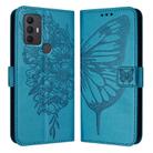 For TCL 306 Embossed Butterfly Leather Phone Case(Blue) - 1