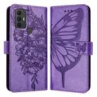 For TCL 306 Embossed Butterfly Leather Phone Case(Light Purple) - 1