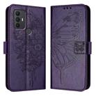 For TCL 306 Embossed Butterfly Leather Phone Case(Dark Purple) - 1