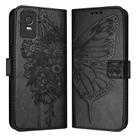 For TCL 403 Embossed Butterfly Leather Phone Case(Black) - 1