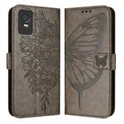 For TCL 403 Embossed Butterfly Leather Phone Case(Grey) - 1