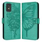 For TCL 403 Embossed Butterfly Leather Phone Case(Green) - 1