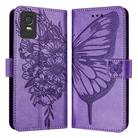 For TCL 403 Embossed Butterfly Leather Phone Case(Light Purple) - 1