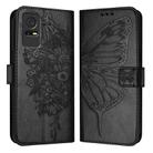 For TCL 405 / 406 / 408 Embossed Butterfly Leather Phone Case(Black) - 1