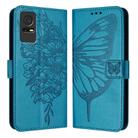 For TCL 405 / 406 / 408 Embossed Butterfly Leather Phone Case(Blue) - 1