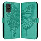 For TCL 405 / 406 / 408 Embossed Butterfly Leather Phone Case(Green) - 1