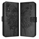 For TCL 501 Embossed Butterfly Leather Phone Case(Black) - 1