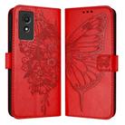 For TCL 501 Embossed Butterfly Leather Phone Case(Red) - 1