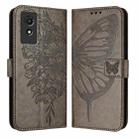 For TCL 501 Embossed Butterfly Leather Phone Case(Grey) - 1