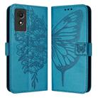 For TCL 501 Embossed Butterfly Leather Phone Case(Blue) - 1