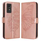 For TCL 501 Embossed Butterfly Leather Phone Case(Rose Gold) - 1