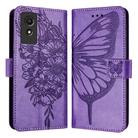 For TCL 501 Embossed Butterfly Leather Phone Case(Light Purple) - 1