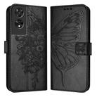 For TCL 505 Embossed Butterfly Leather Phone Case(Black) - 1