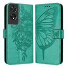 For TCL 505 Embossed Butterfly Leather Phone Case(Green) - 1