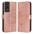 For TCL 505 Embossed Butterfly Leather Phone Case(Rose Gold) - 1