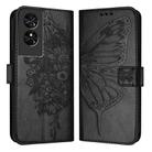 For TCL 505 SE Embossed Butterfly Leather Phone Case(Black) - 1