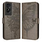 For TCL 505 SE Embossed Butterfly Leather Phone Case(Grey) - 1