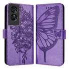 For TCL 505 SE Embossed Butterfly Leather Phone Case(Light Purple) - 1