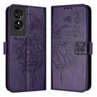 For TCL 505 SE Embossed Butterfly Leather Phone Case(Dark Purple) - 1