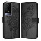 For TCL 50XE 5G Embossed Butterfly Leather Phone Case(Black) - 2