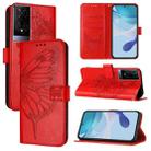 For TCL 50XE 5G Embossed Butterfly Leather Phone Case(Red) - 1