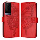 For TCL 50XE 5G Embossed Butterfly Leather Phone Case(Red) - 2