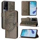 For TCL 50XE 5G Embossed Butterfly Leather Phone Case(Grey) - 1