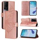 For TCL 50XE 5G Embossed Butterfly Leather Phone Case(Rose Gold) - 1