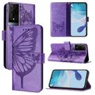 For TCL 50XE 5G Embossed Butterfly Leather Phone Case(Light Purple) - 1