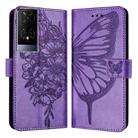 For TCL 50XE 5G Embossed Butterfly Leather Phone Case(Light Purple) - 2