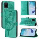 For TCL 502 Embossed Butterfly Leather Phone Case(Green) - 1